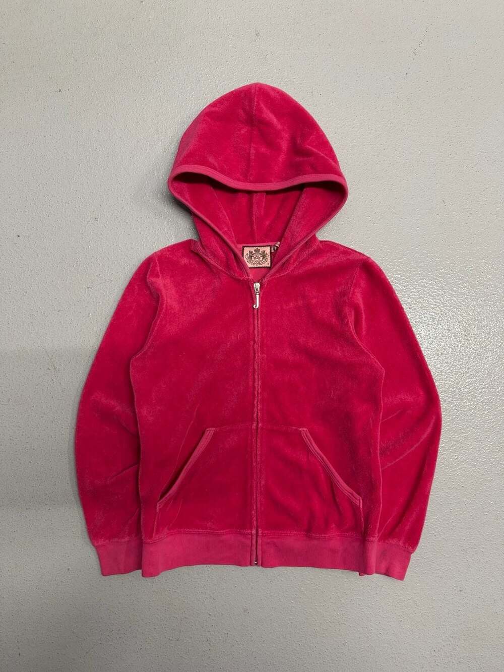 Girls’ Hot Pink Juicy Couture “Juicy Girl” Velour Zip-Up Hoodie
